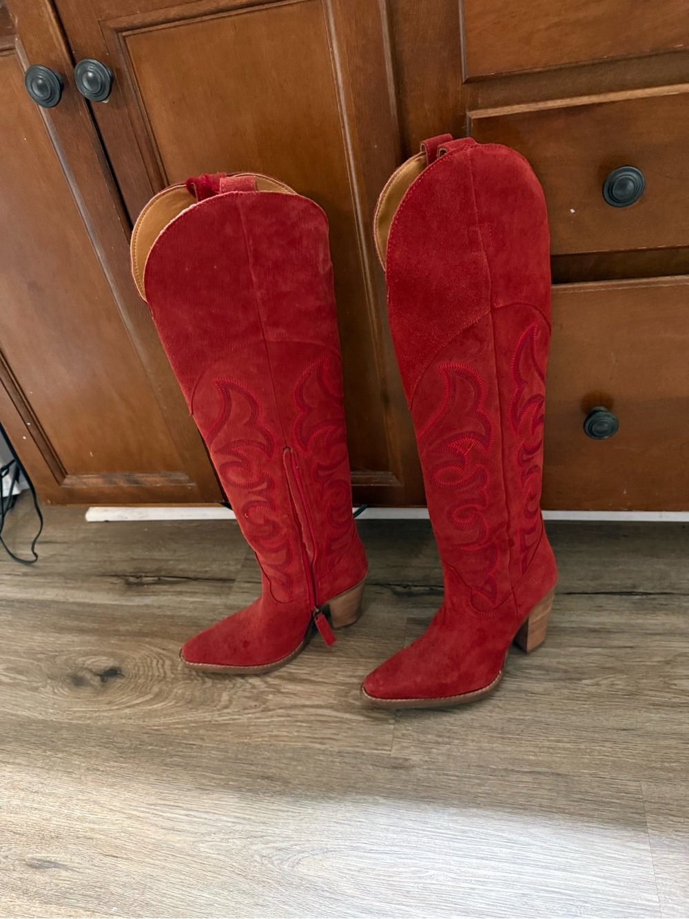 Dingo Red Suede Western Knee-High Boots